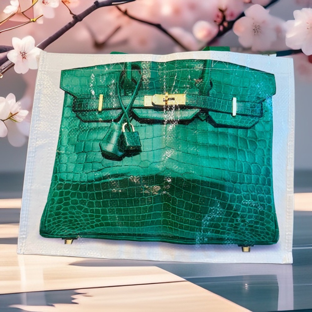 Green -🚨 Instagram craze Tote- Art PrintTote Illustrated Top-Handle Graphic - Picture 2 of 16